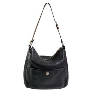 COACH VTG F10891 BLACK PEBBLE LEATHER CHELSEA SHOULDER BAG PURSE BROWN STRAP